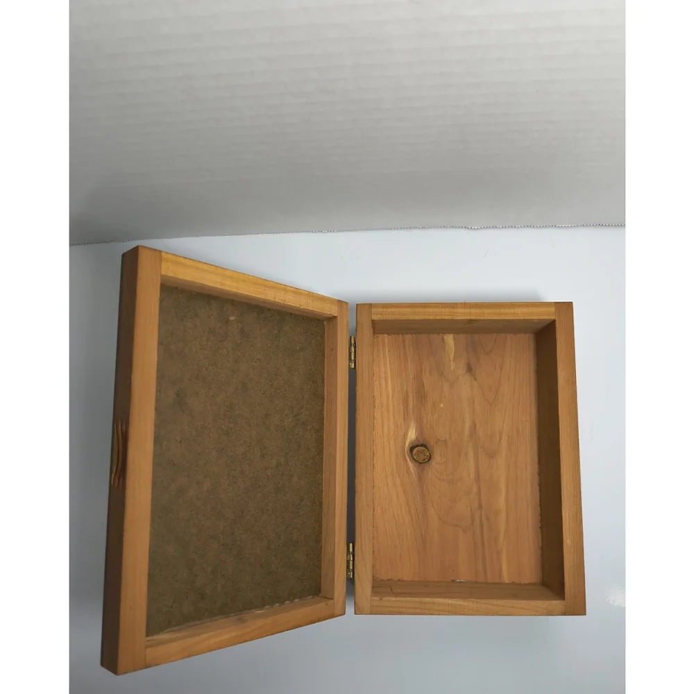 Vintage Wooden Jewelry Trinket Box Bald Eagle Great Smoky‎ Mountains Souvenir